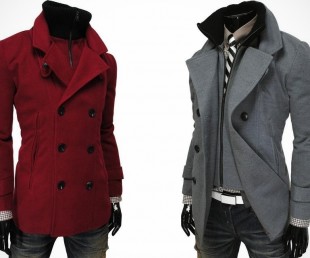 TheLees Men’s Double Breasted Turtle Neck Coat