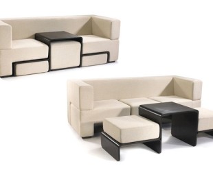 Slot Sofa with Coffee Table and Foot Rests