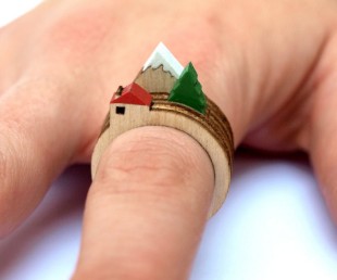 Laser Cut Wooden Landscape Ring (3)