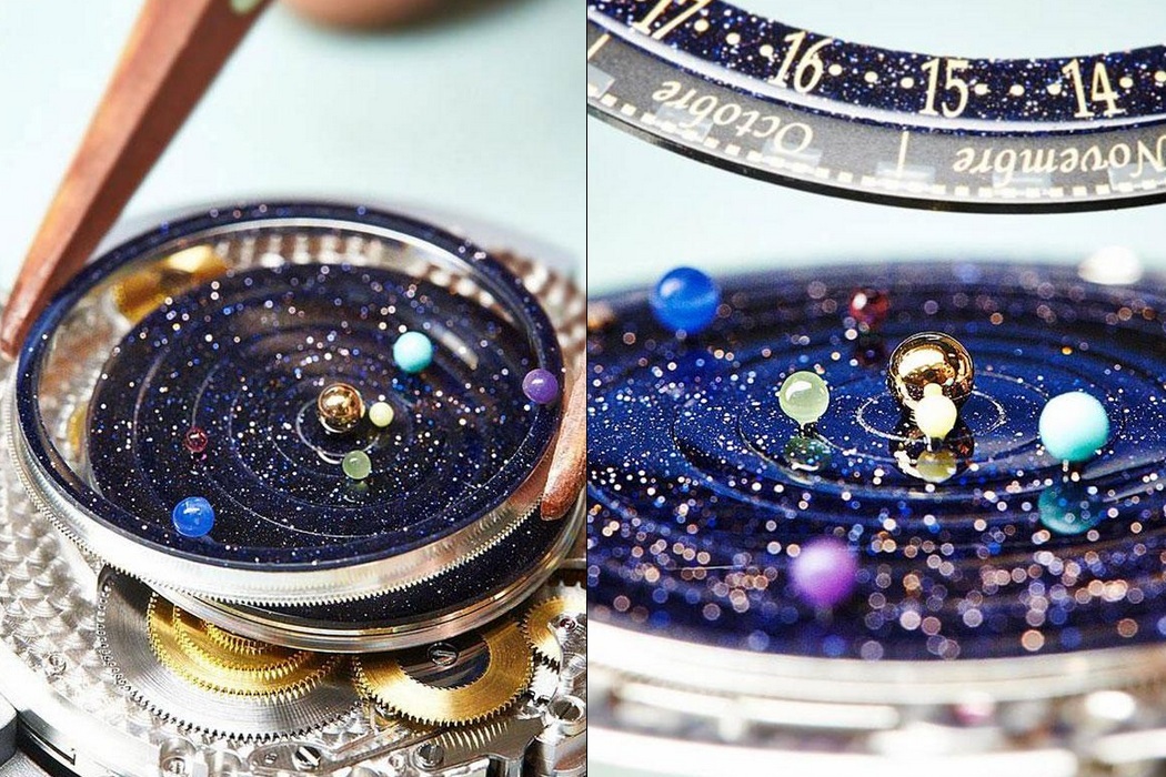 Час планеты. Часы van Cleef Arpels Planetarium. Миднайт Планетариум часы. Van Cleef and Arpels Midnight Planetarium. Van Cleef Arpels часы с планетами.