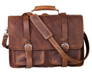 Retro Style Leather Briefcase for Laptop